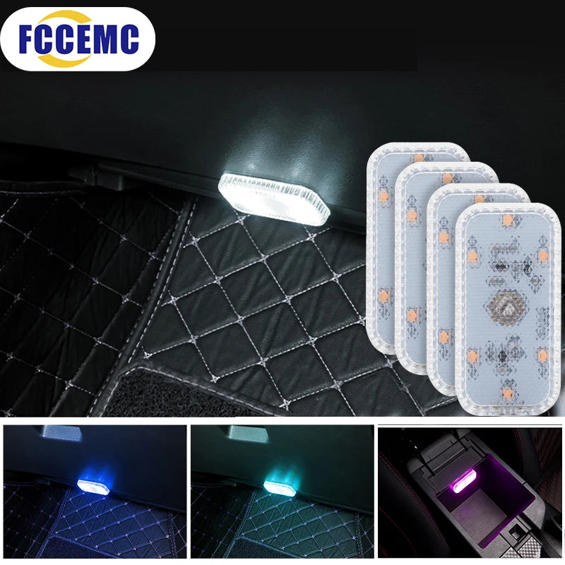 LED Touch Light Mini Wireless Car Interior Lighting Auto Roof Ceiling Reading Lamp for Trunk Storage Box USB Charging