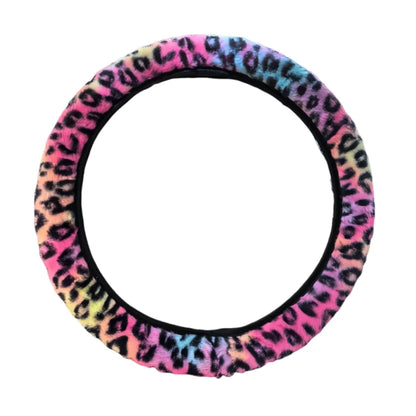 Leopard Steering Wheel Cover Winter Plush Soft Comfortable Fur Steering Wheel Cover 38cm Universal Car Steering Wheel Cover