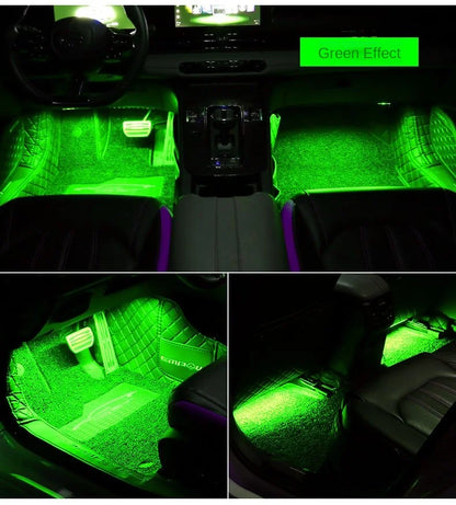 New Neon LED Car Interior Ambient Foot Strip Light Kit Accessories Backlight Remote App Music Control Auto RGB Decorative Lamps