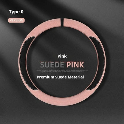 Steering Wheel Cover Suede D Shape Wine Red Four Seasons Breathable Non Slip Sweat Absorbent Comfortable Car Steering Protector