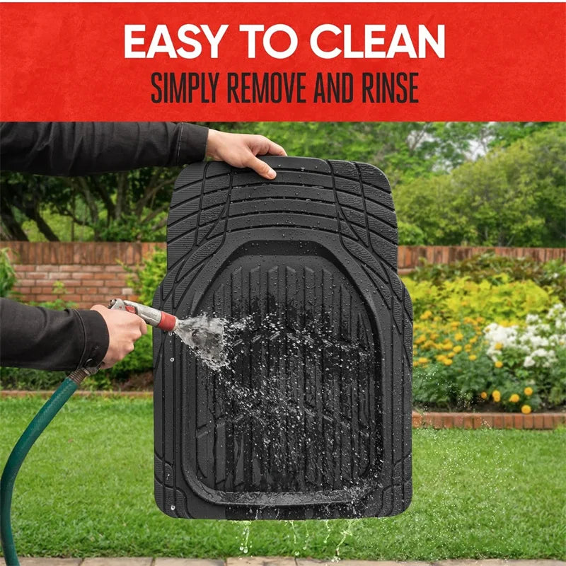 SET/3pcs Universal Car Floor Mats-Deep Dish Heavy Duty Rubber Floor Mats for Car SUV Truck & Van-All Weather Protection
