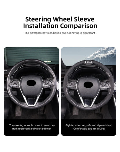 Sporty Steering Wheel Cover Advanced Leather Anti-Slip For Smart EQ Fortwo Forfour 453 451 452 450 454 Roadster Forjeremy