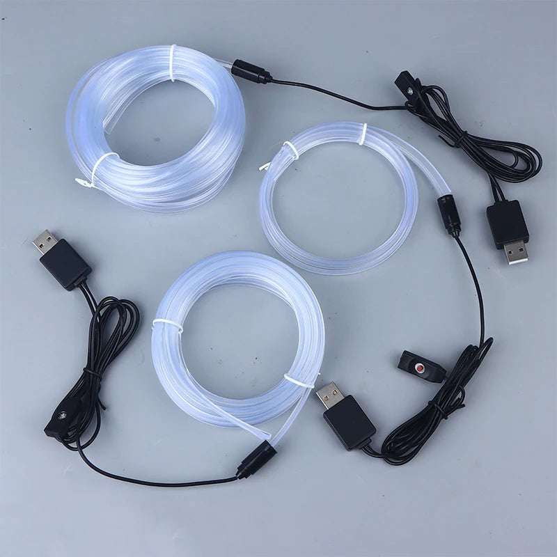 RGB Car Interior LED Light Strip Ambient Neon Invisible Light USB Fiber Optic Atmosphere Lamp Support Control Colorful