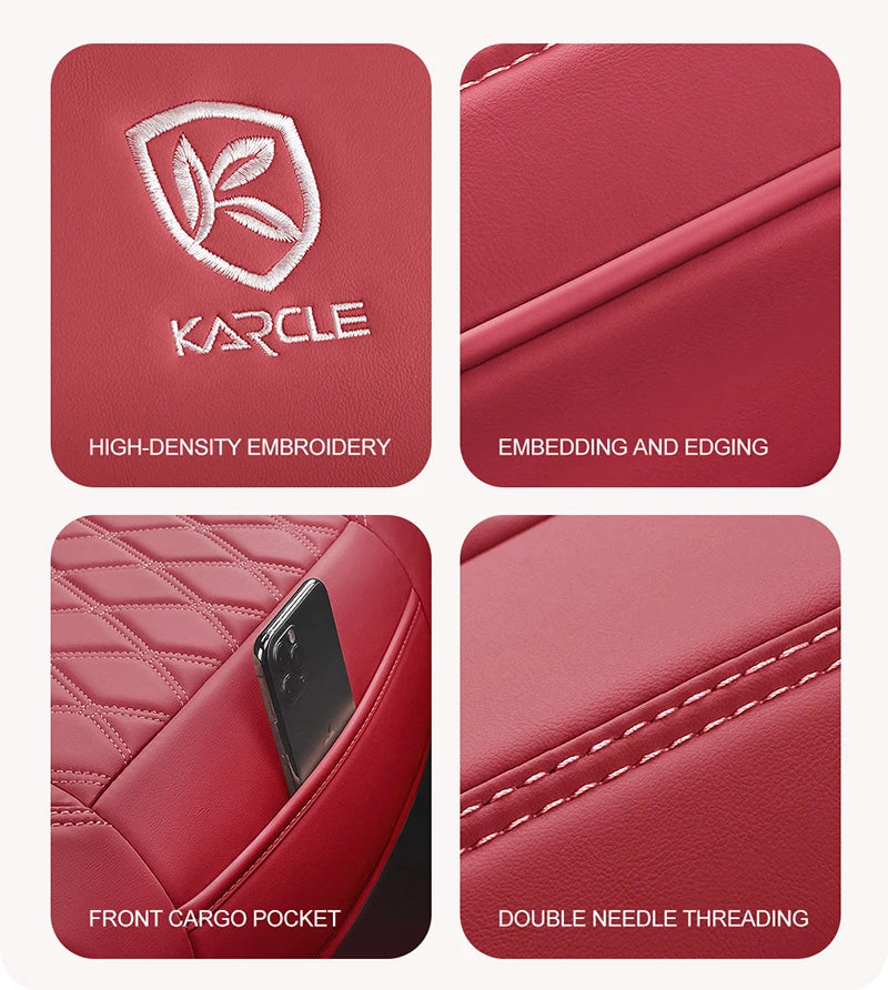Karcle Nappa Leather Car Seat Cover Surround Bottom Car Seat Cover Full Set Durable Car Seat Protection Cushion Car Accessories