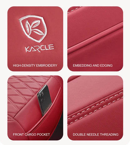 Karcle Nappa Leather Car Seat Cover Surround Bottom Car Seat Cover Full Set Durable Car Seat Protection Cushion Car Accessories