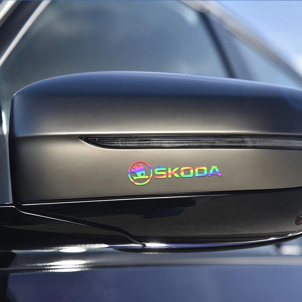4PCS Car Emblem Exterior Sticker Decal Decoration For Skoda Octavia Rapid Fabia Superb Kodiaq Scala Karoq Kamiq VRS Yeti S VII