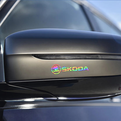 4PCS Car Emblem Exterior Sticker Decal Decoration For Skoda Octavia Rapid Fabia Superb Kodiaq Scala Karoq Kamiq VRS Yeti S VII