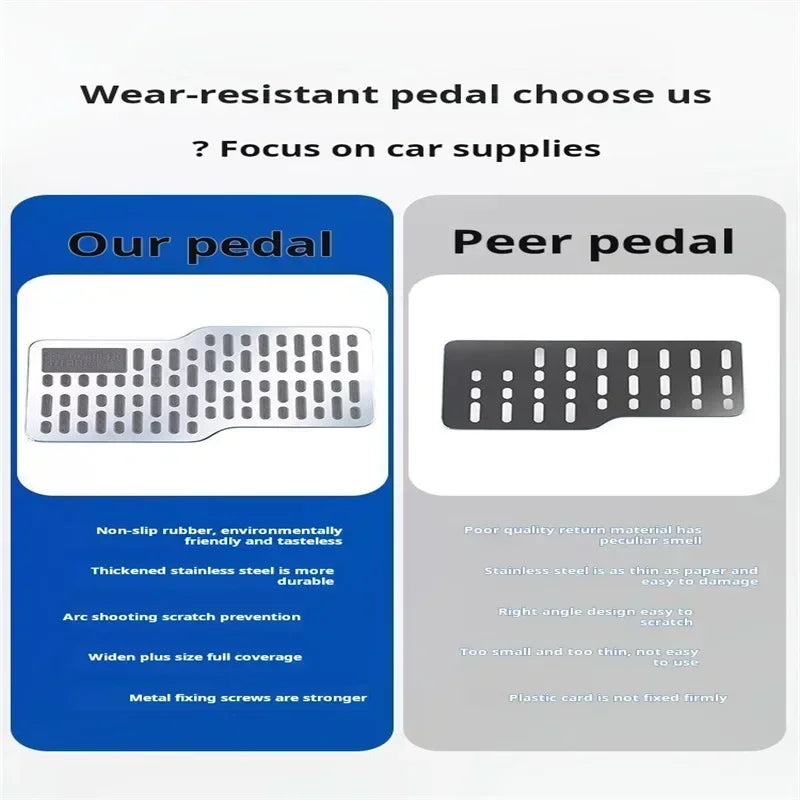 Stainless steel car wear-resistant pedals, thickened foot pedals, driver's cab metal foot pads for anti slip protection tool
