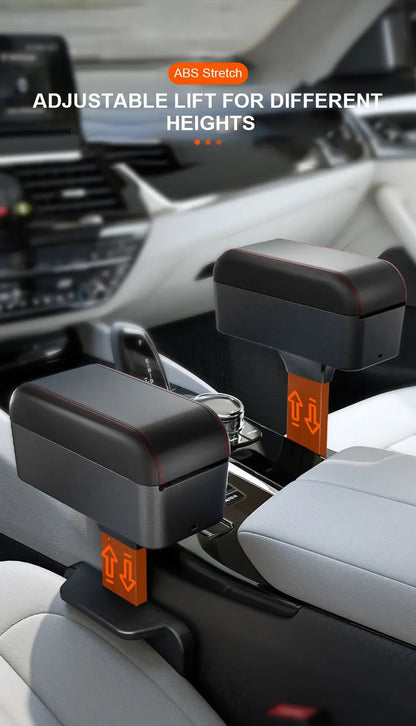 Car Armrest Box Center Console Storage Organizer Liftable Adjustable with Cup Holder Universal Fit Auto Interior Accessories