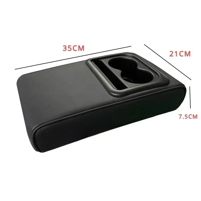 Auto Center Console Armrest Cushion With 2 Cup Holder PU Leather Armrest Pad Portable Car Amrest Pillow Cover Height Pad