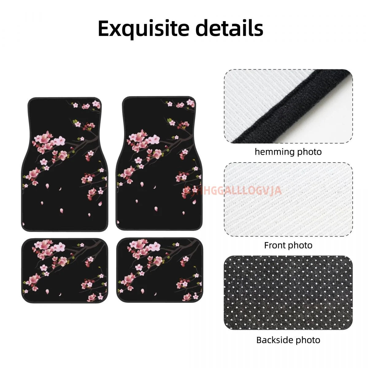 Japanese Sakura Branch 4PCS Crystal Velvet Car Floor Mats Set of Four Anti Fouling Car Mats Carpet Anti Slip Car Floor Mats
