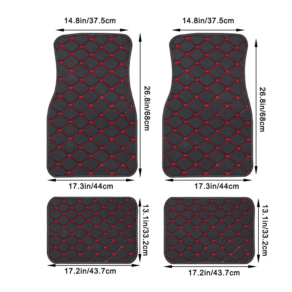 4pcs Car Floor Mats Universal Waterproof  Front Rear Full Set Auto Rugs Leather Car Carpet  Accessories Interior