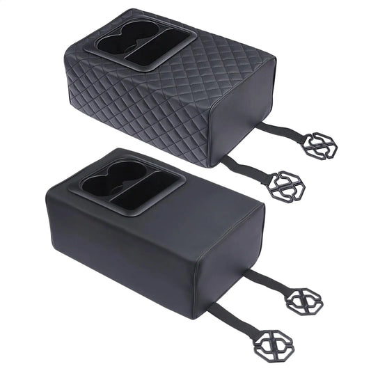 Armrest box booster pad Universal Rear Seat Armrest Console Box with Cup Holders Backseat Center Console with Double Pockets