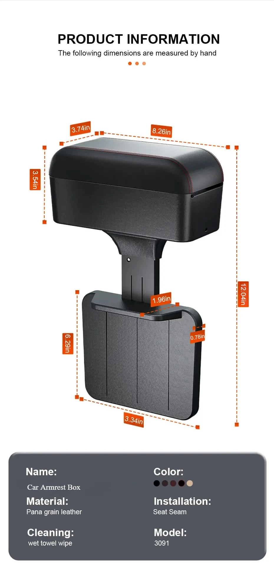 Car Armrest Box Center Console Storage Organizer Liftable Adjustable with Cup Holder Universal Fit Auto Interior Accessories