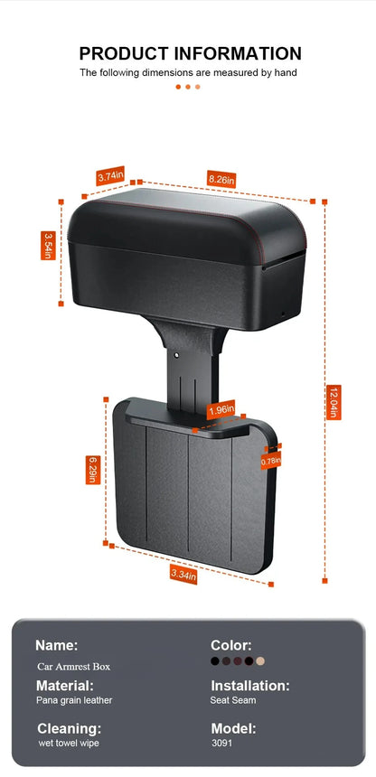 Car Armrest Box Center Console Storage Organizer Liftable Adjustable with Cup Holder Universal Fit Auto Interior Accessories