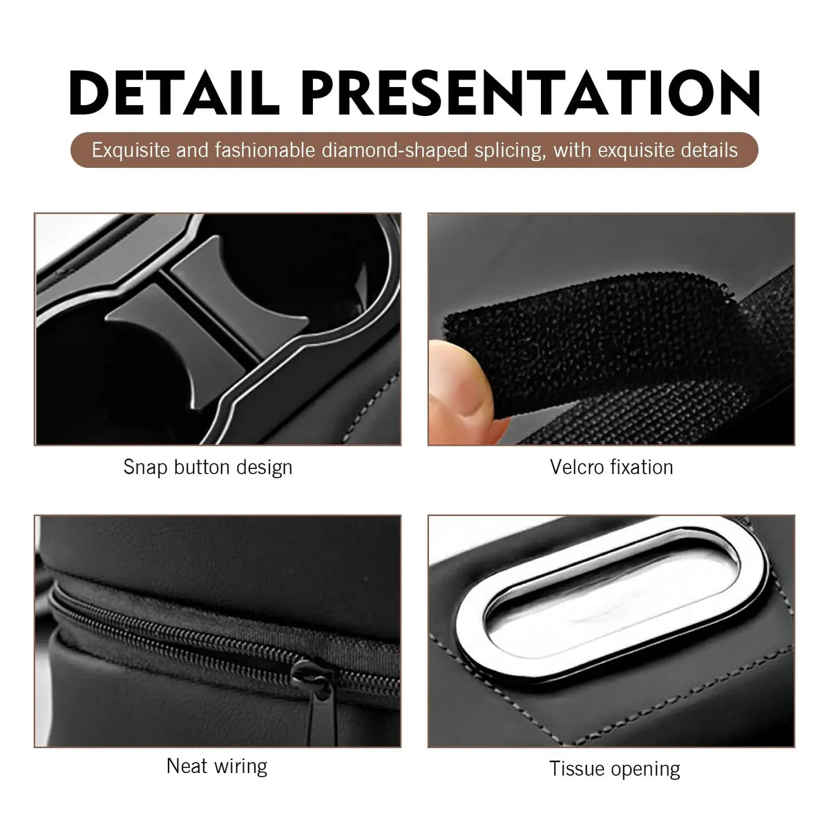 Car Center Console Armrest Cushion with Dual Cup Holders Tissue Box Side Pocket PU Leather Arm Rest Cover for Universal Cars