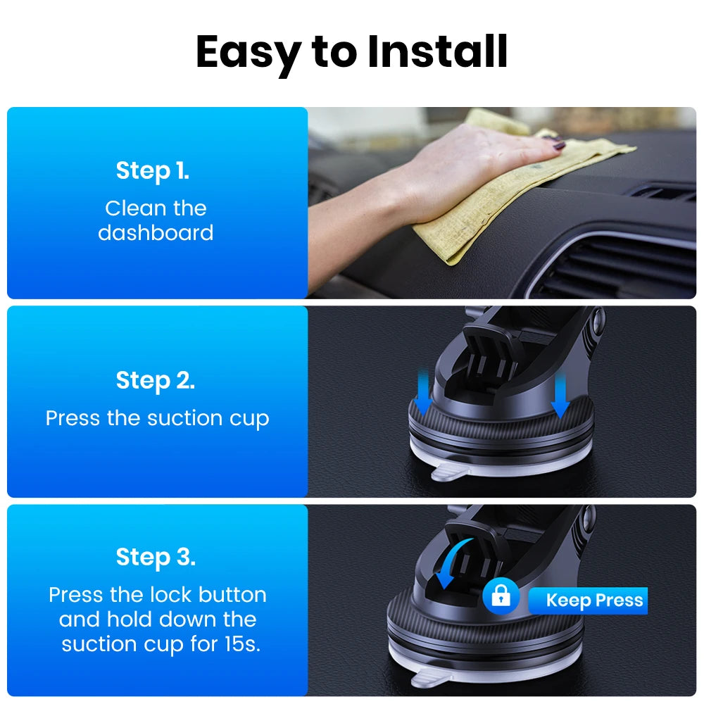 TOPK Magnetic Car Phone Holder for magsafe,N52 Strong Magnet Dashboard Suction Cup Car Phone Holder & Adjustable Telescopic Arm
