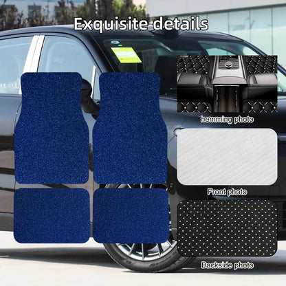 Universal Car Floor Mats Set of 4 Blue Texture Non-Slip Waterproof Auto Carpet Easy Clean Interior Accessory for Sedan SUV