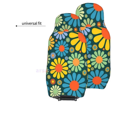 Hippie Flowers Car Seat Cover 2PCS Front Car Seat Cover Seat Anti Fouling Protective Cover Cute Car Accessories