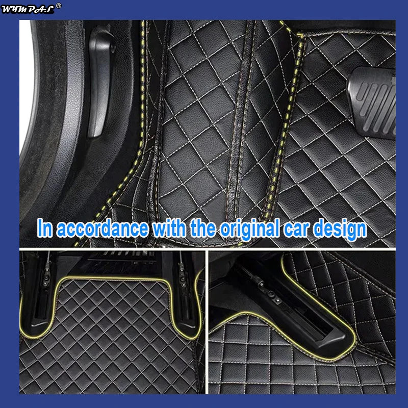Car Mats Floor For Peugeot 5008 P87 2017~2023 7seat Luxury Leather Mat Car Floor Mats Universal Waterproof Cocho Car Accessories