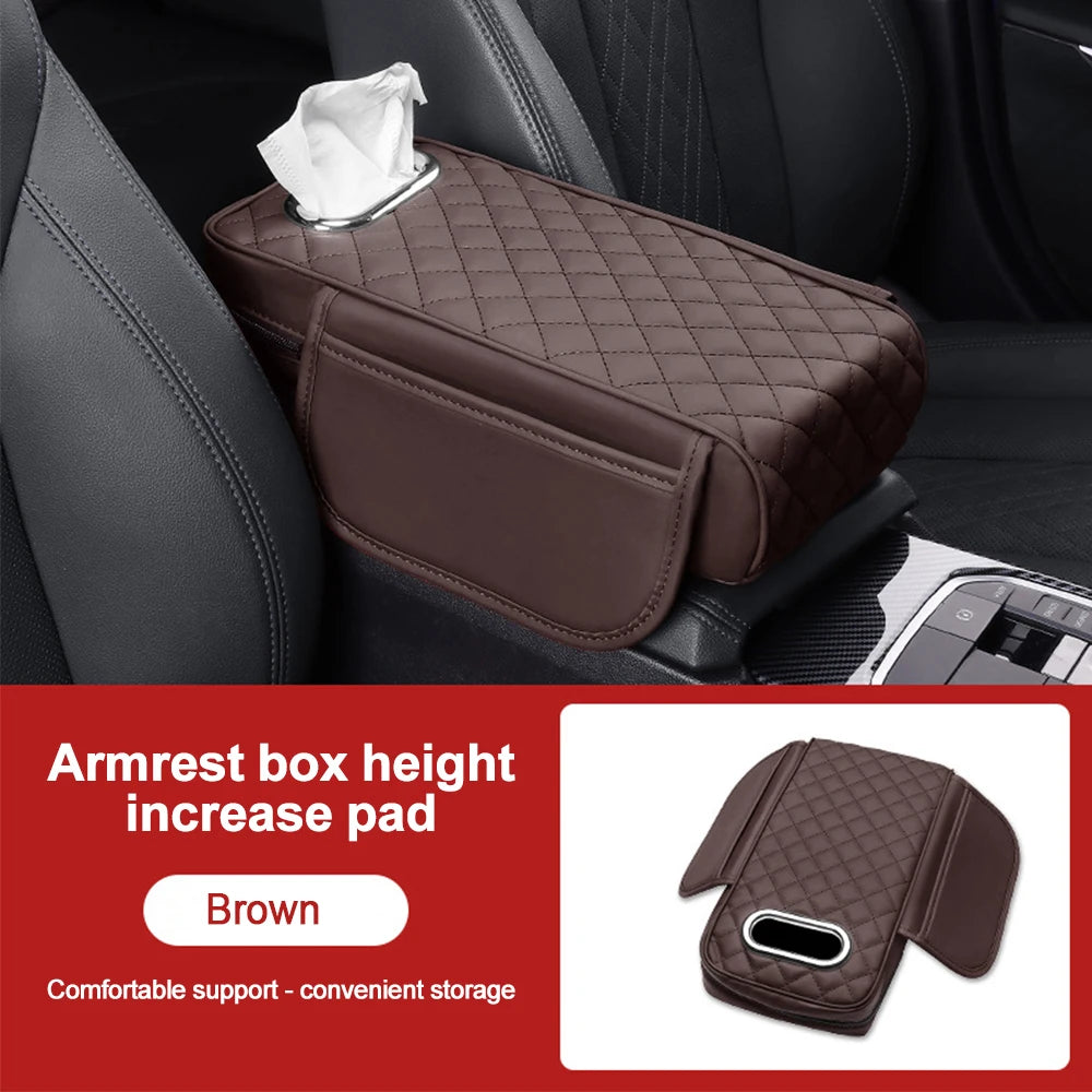 Car Armrest Pad Universal Center Console Elbow Rest Support with Tissue Storage Auto Arm Rest Mat Protection Cushion