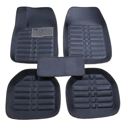 Universal PU Leather Car Floor Mats - 5-Piece Full Set Anti-Slip Vehicle Foot Rugs All-Weather Protection Fits Duster Tool Amagi