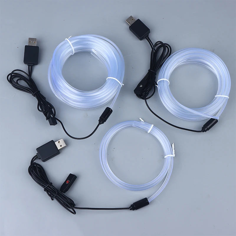 RGB Car Interior LED Light Strip Ambient Neon Invisible Light USB Fiber Optic Atmosphere Lamp Support Control Colorful