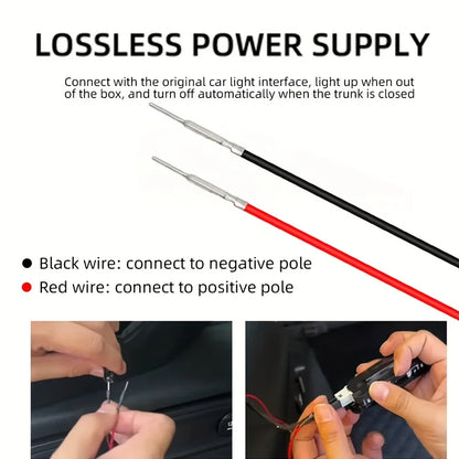 12V Car Trunk LED Strip High-Brightness 2/4M Interior Decoration Wiring Automatic Sensing Tailgate Light Strip Easy Installation