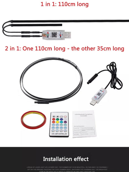 Colorful LED Car Interior Hidden App Remote Control Atmosphere Lamp USB Car Ambient Light Acrylic Strips Dashboard Lights RGB
