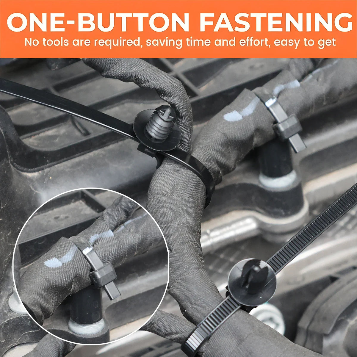 Nylon Push Clip Zip Tie Fastener Universal Car Bumper Fender Retainer Self Locking Nylon Strap Body Trim Repair Accessories