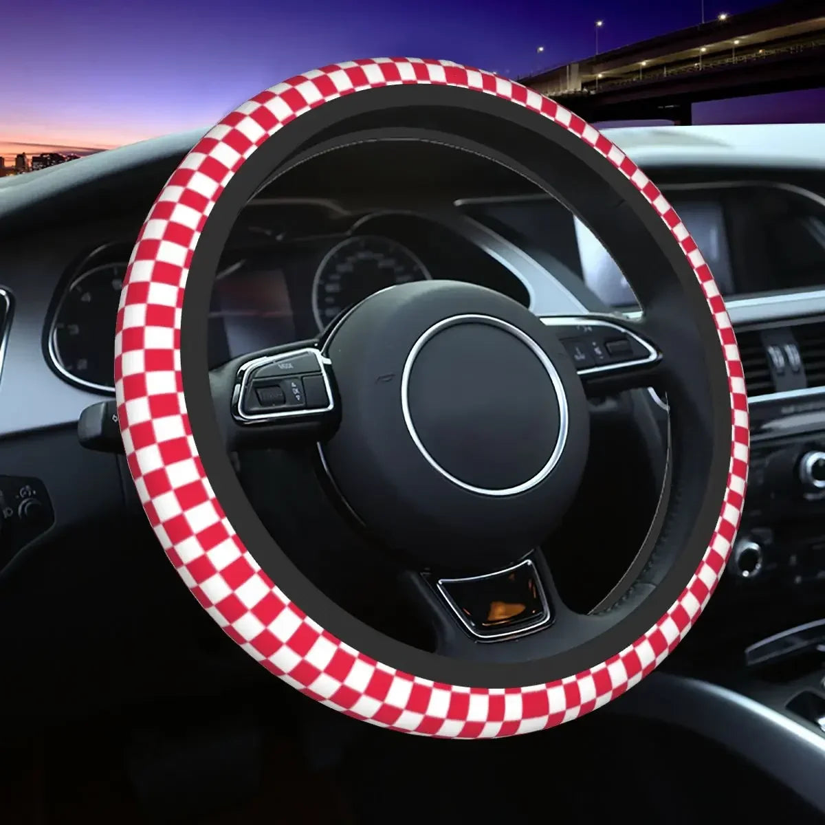 Ten color checkerboard pattern car steering wheel cover Universal 15-inch steering wheel cover