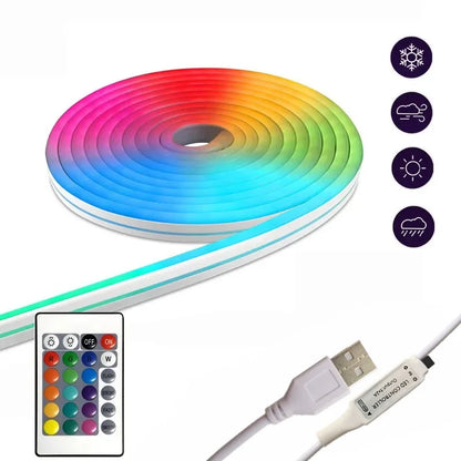 RGB Flexible LED Strip Lights USB Neon Rope Lights Remote App Control Music Sync Color Change Gaming Room Party Decor DIY Design