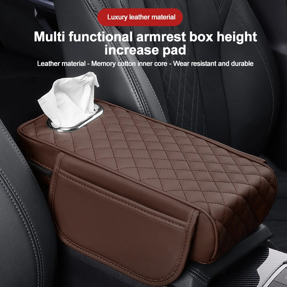 Car Armrest Pad Universal Center Console Elbow Rest Support with Tissue Storage Auto Arm Rest Mat Protection Cushion