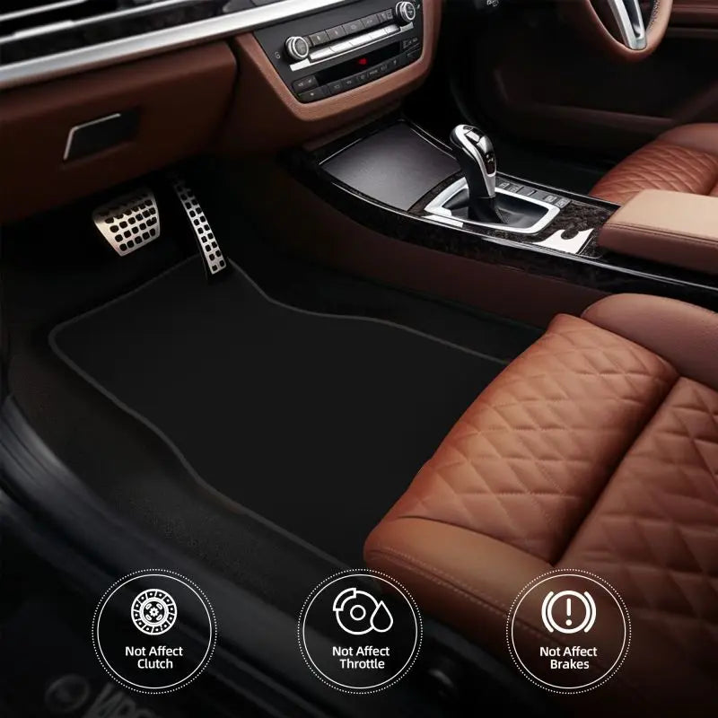 Black Solid Color Car Floor Mats Universal Non-Slip Carpets Rugs Front & Rear Car Foot Mats Set of 4 Pieces Auto Accessories