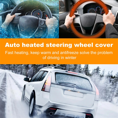Winter Handle Cover Heated steering Wheel Cover 38cm Universal Warm Suede Car Steering Wheel Cover
