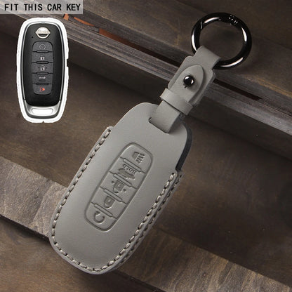 Leather Car Key Case Cover for Nissan Juke 2023 X-trail T33 Qasqhai J12 2022 Ariya Altima Teana2 3 4 5 Buttons