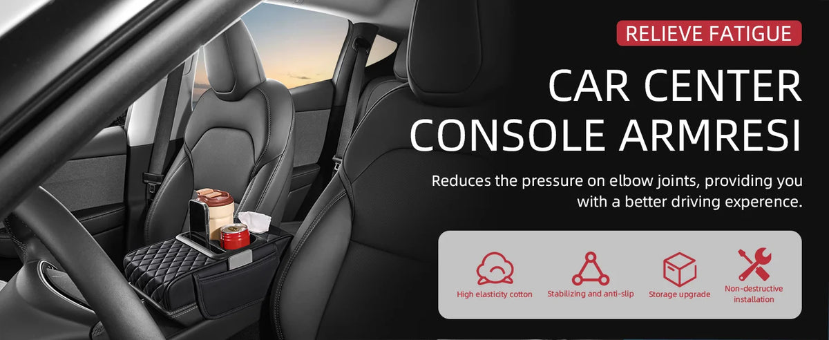 Center Console Organizer with Cup Holder Car Armrest Storage Box Armrest Heightening Cushion Pad for Car Interior Auto Accessory