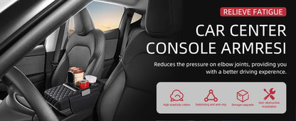 Center Console Organizer with Cup Holder Car Armrest Storage Box Armrest Heightening Cushion Pad for Car Interior Auto Accessory