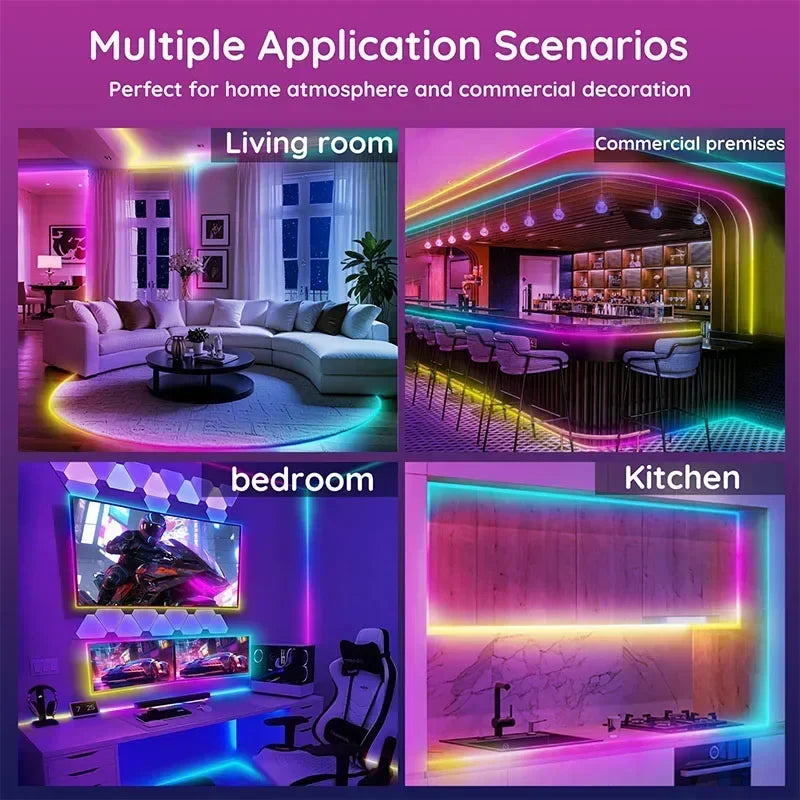 RGB Flexible LED Strip Lights USB Neon Rope Lights Remote App Control Music Sync Color Change Gaming Room Party Decor DIY Design