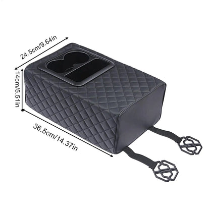 Armrest box booster pad Universal Rear Seat Armrest Console Box with Cup Holders Backseat Center Console with Double Pockets
