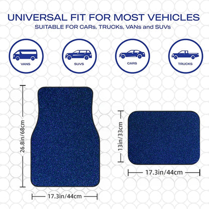 Universal Car Floor Mats Set of 4 Blue Texture Non-Slip Waterproof Auto Carpet Easy Clean Interior Accessory for Sedan SUV