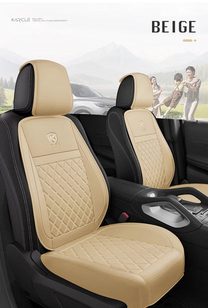 Karcle Nappa Leather Car Seat Cover Surround Bottom Car Seat Cover Full Set Durable Car Seat Protection Cushion Car Accessories