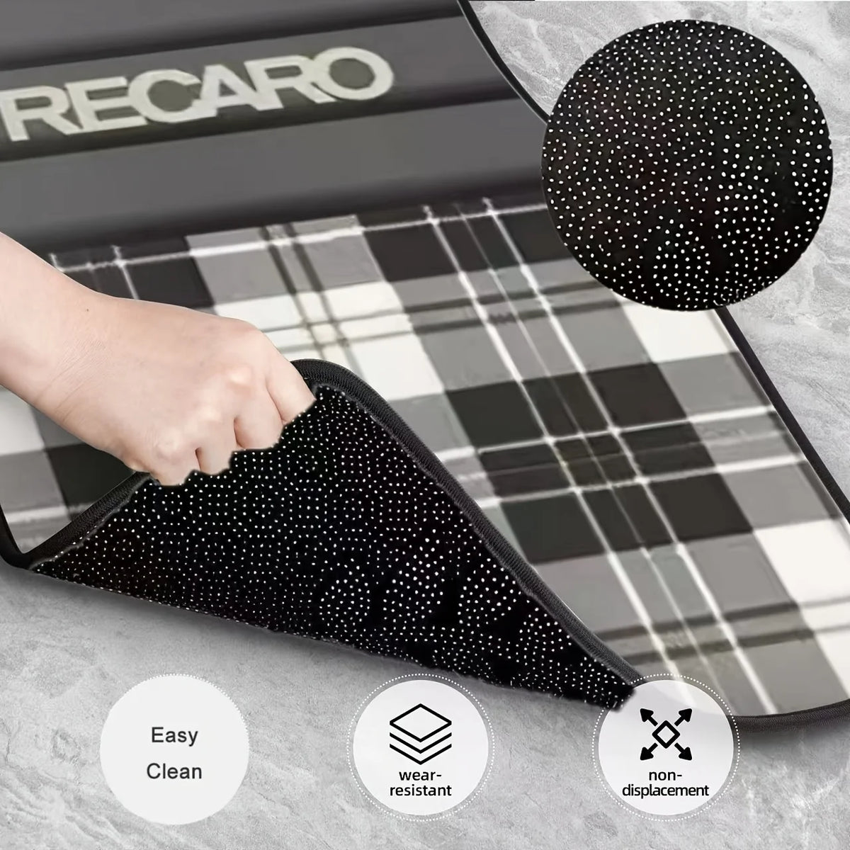 4pcs RECARO -Heavy-Duty All-Weather Floor Mats - Fit For Driver's Footwell With Pedal Cutouts - Easy-to-Clean Car Interior Prote