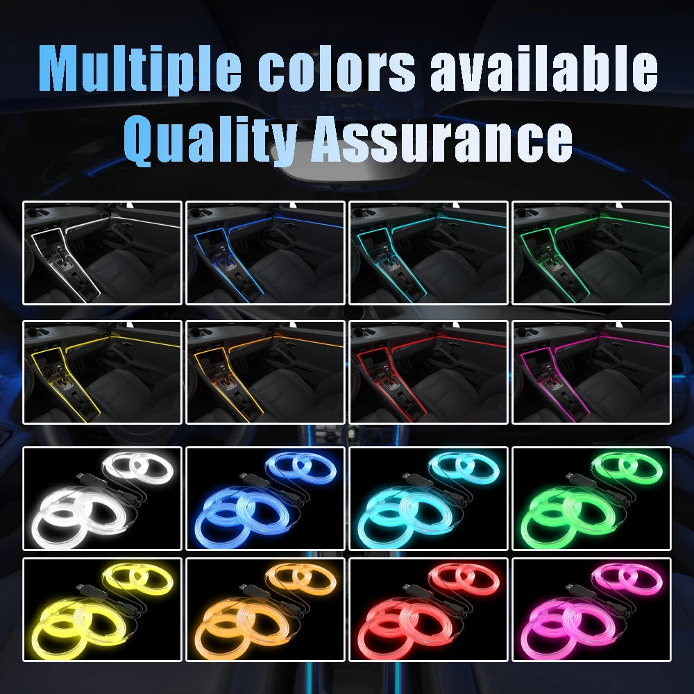 LED Ambient Light Car Interior Strip Light RGB Auto Environment Light APP Control Car Center Console Decoration Accessories