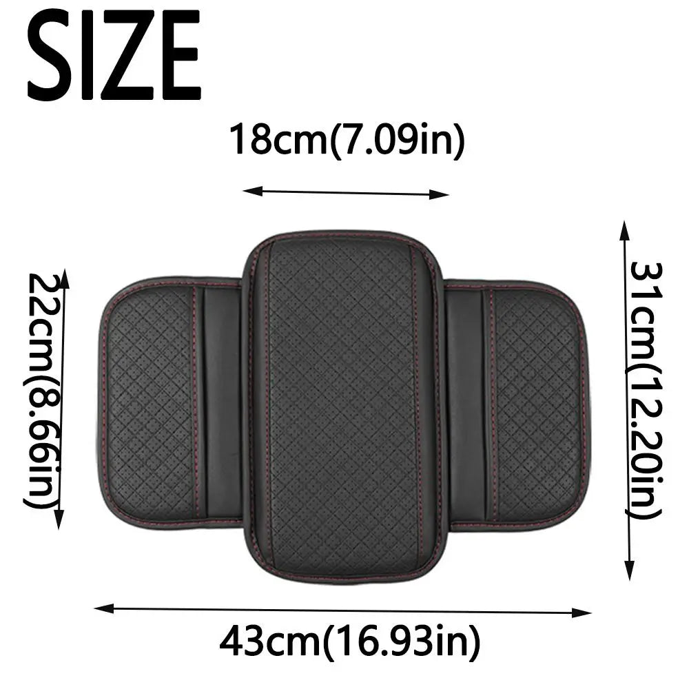 Universal Auto Armrest Pad PU Leather Durable Center Console Cushion with Storage Pocket Waterproof Car Armrest Cover Vehicle