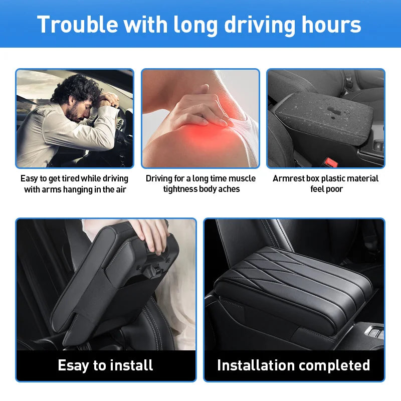 Car Strip Armrest Cushion Mat Auto Center Console Pad Memory Foam Armrest Box Hand Rest Pillow Universal Fit for Most Vehicles