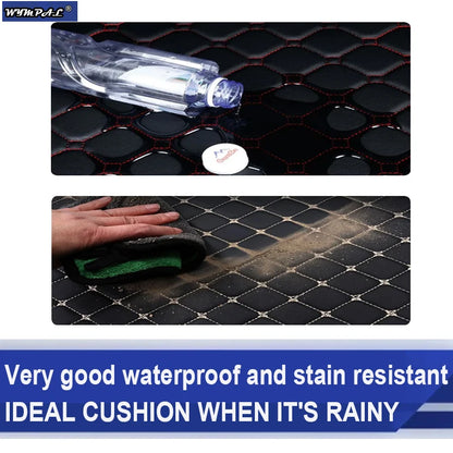 Car Mats Floor For Peugeot 5008 P87 2017~2023 7seat Luxury Leather Mat Car Floor Mats Universal Waterproof Cocho Car Accessories