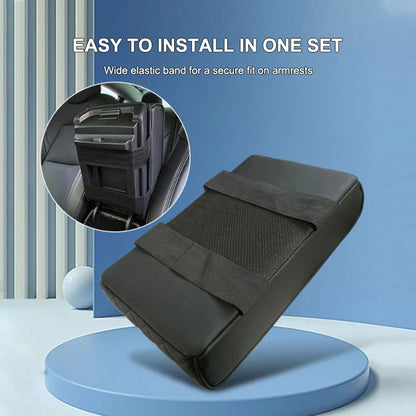 SEAMETAL Universal Car Center Console Armrest Pad PU Leather Armrest Heightening Cushion with 2 Cup Holders Storage Organizer