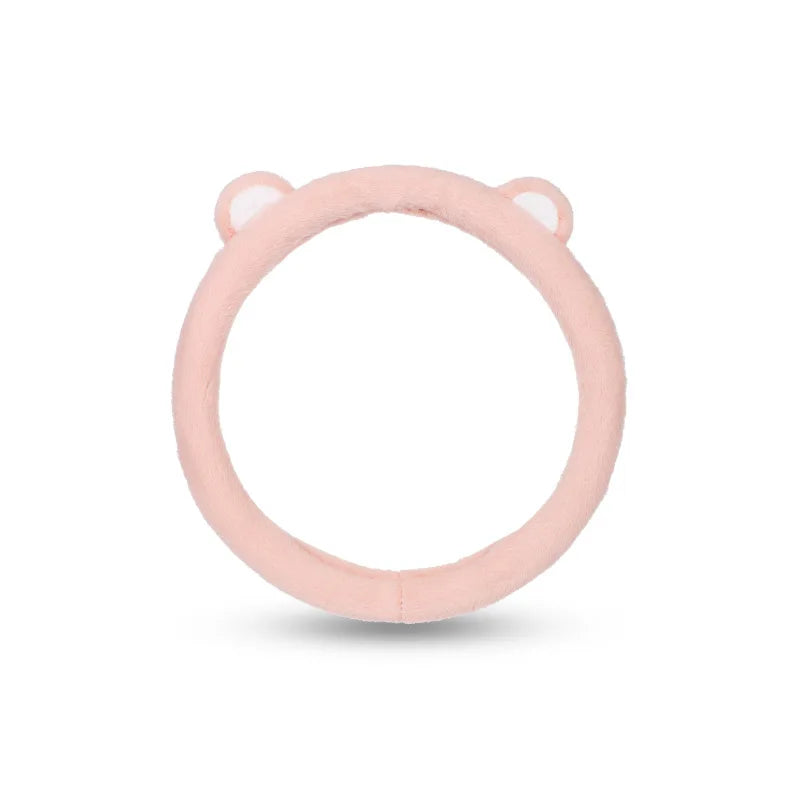 Plush Car Steering Wheel Cover Cartoon Cute Bear Ears Steering Wheel Cover Winter Warm and Comfortable Steering Wheel Cover