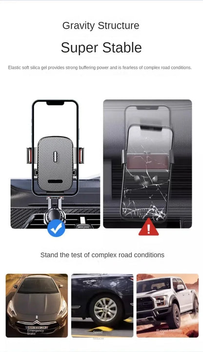 Car Phone Holder New Universal Phone Holder with Hook Clip, Automatic Locking Without Blocking Air Outlet, Car Ventilation